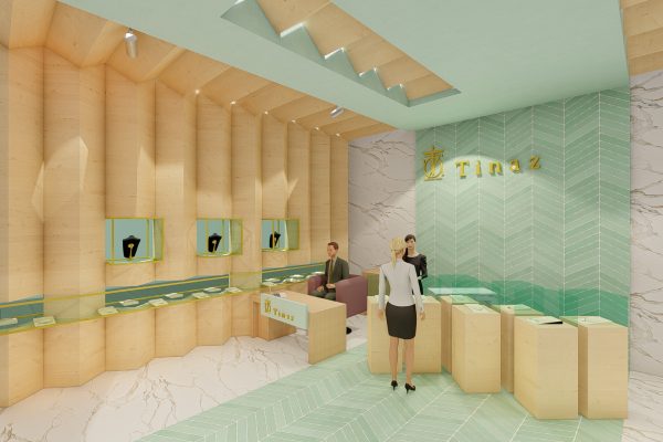 طراحی گالری طلافروشی ویترین طلافروشی