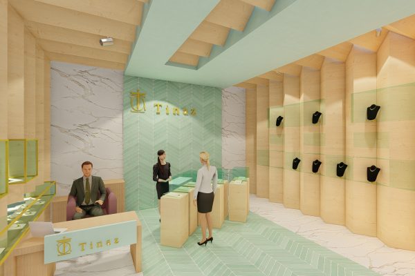 طراحی گالری طلافروشی ویترین طلافروشی